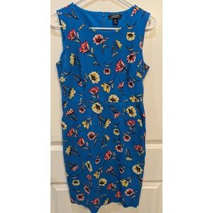 Lands‎ End Blue Floral Sleeveless Sheath Dress Women's Petite 8